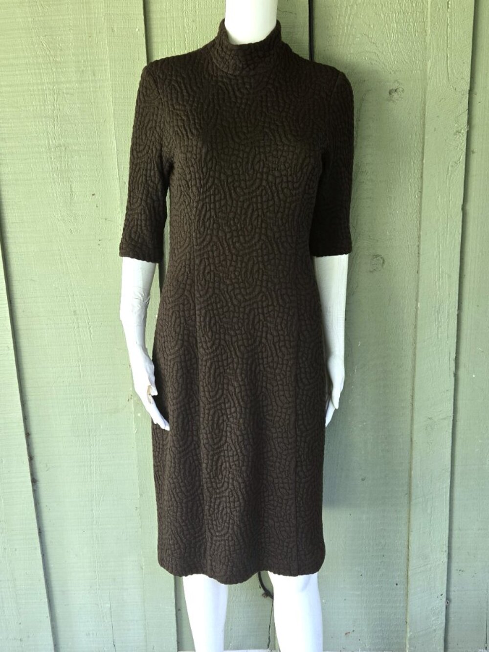 W by WORTH Brown Textured Sheath Dress 6
